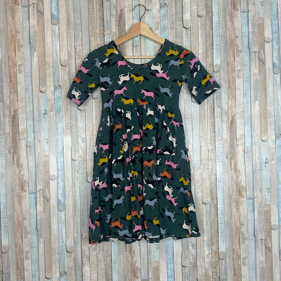 Hanna Andersson 10 Unicorn Print Super Soft Skater Dress Cotton Stretch Knit - Picture 4 of 7